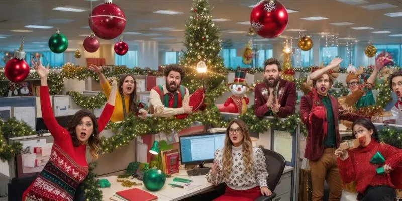 Celebración de la navidad en la oficina 