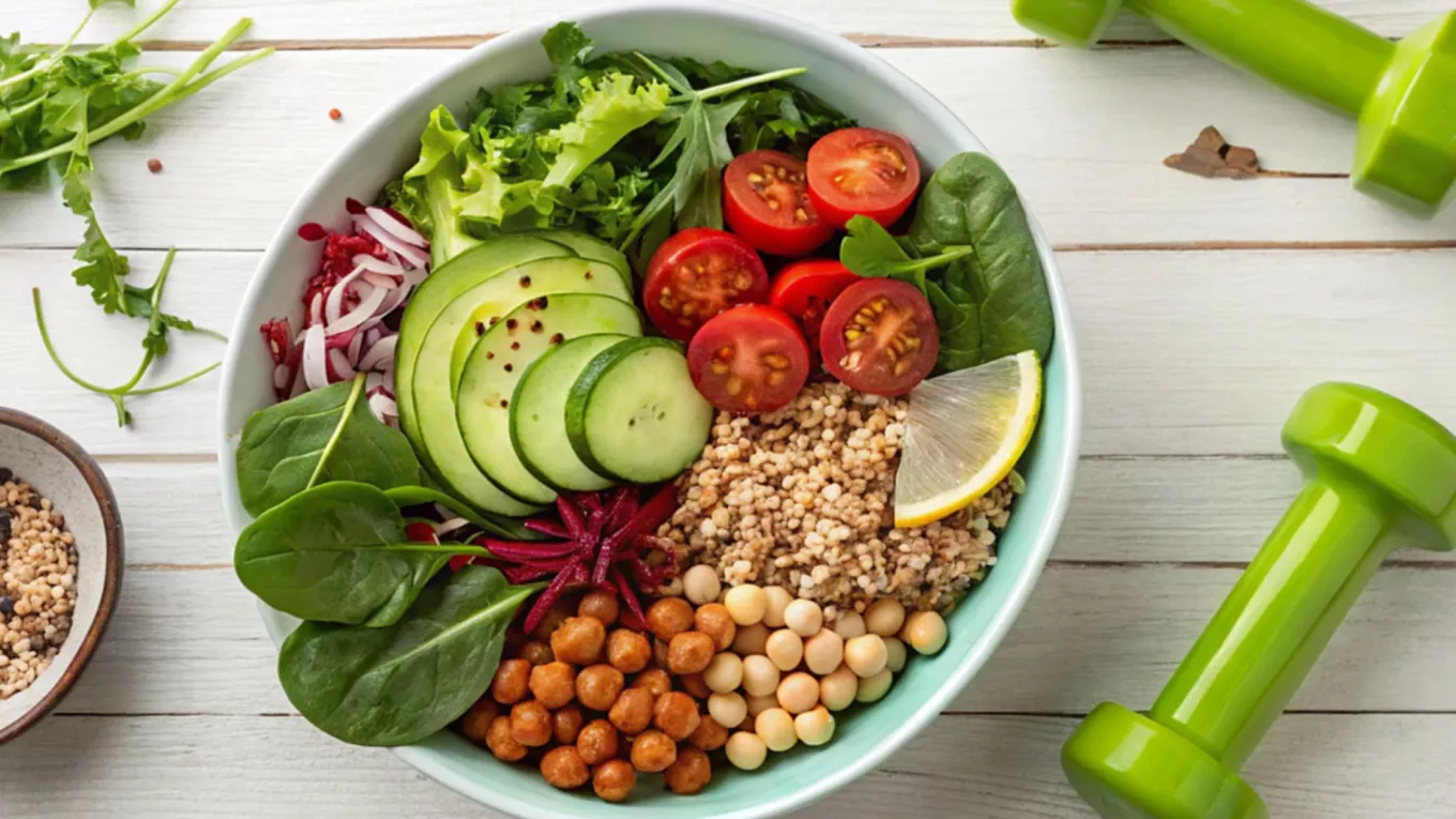 Bowl con alimentos saludables, representación de la alimentación saludable en el trabajo.