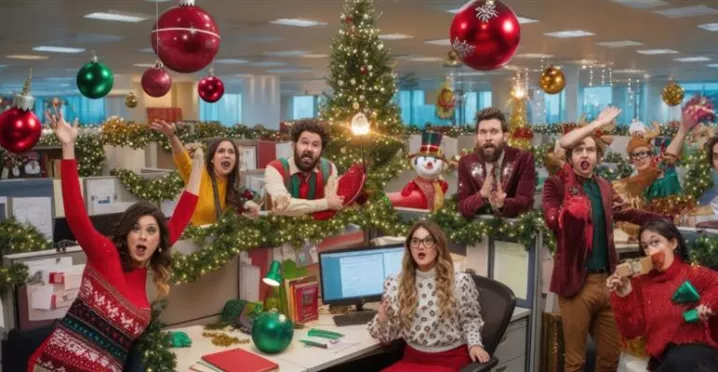 Celebración de la navidad en la oficina