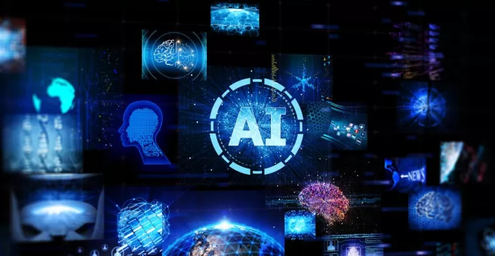 Inteligencia artificial trabajo con visualización de datos, redes neuronales y tecnología digital para crear prompts y optimizar procesos de Recursos Humanos.