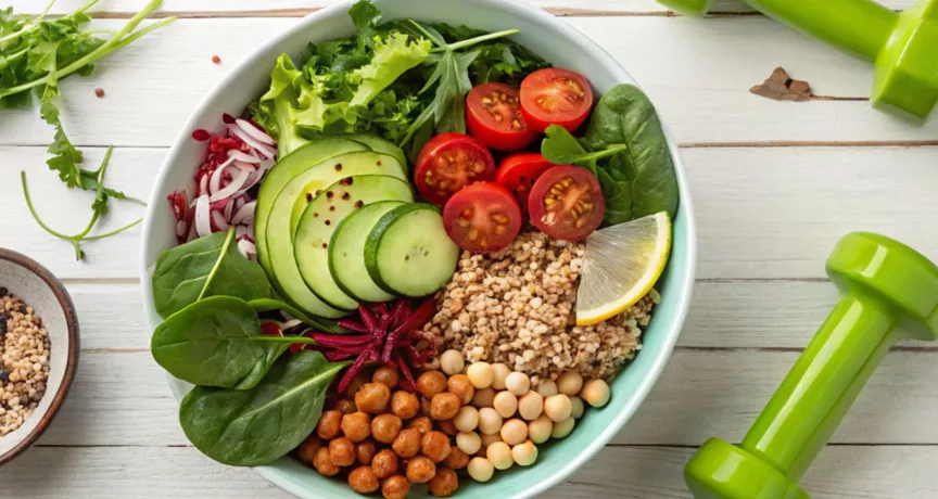 Bowl con alimentos saludables, representación de la alimentación saludable en el trabajo.