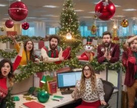 Celebración de la navidad en la oficina