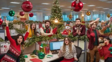 Celebración de la navidad en la oficina